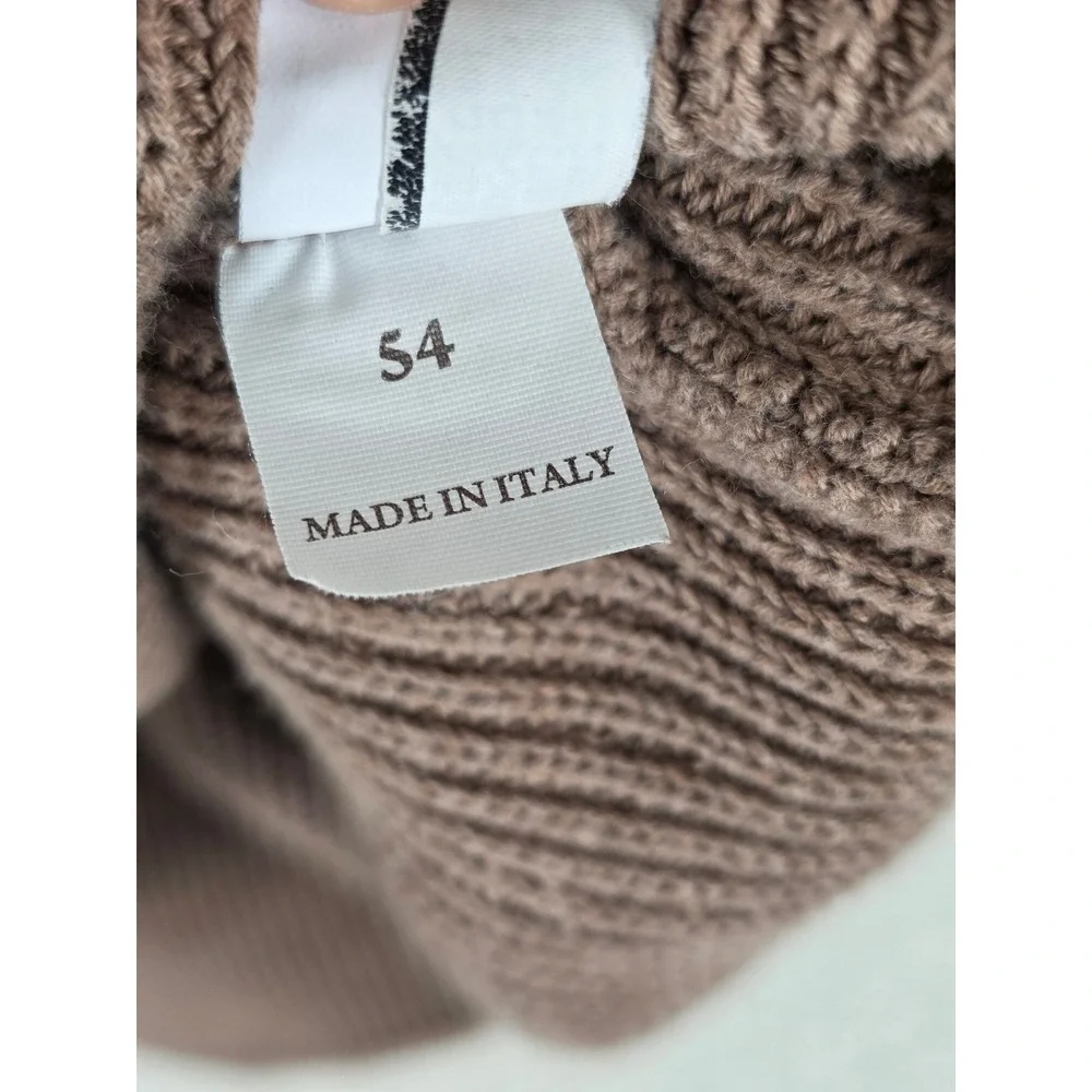 Brunello Cucinelli Ribbed Knit Sweater Mens IT 54 US 44 XL Brown Crested Buttons
